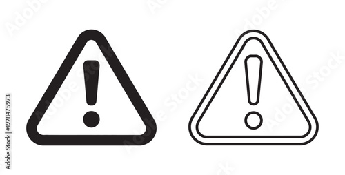 Warning alert triangle signs with exclamation mark symbols in vector