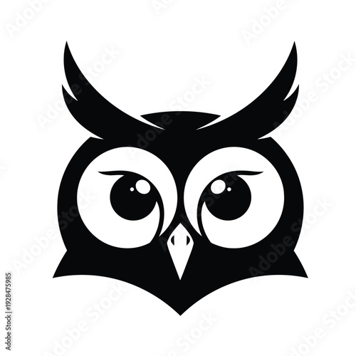 Elegant black and white illustration of an owl with a mysterious gaze Vector