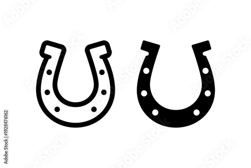 Horseshoe Icon Outline and Solid Set
