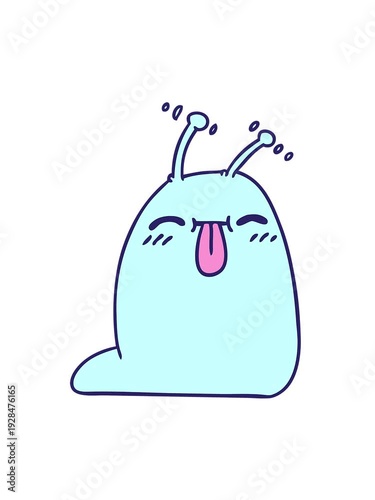 vibrating motion animation of freehand drawn cartoon of a happy kawaii slug