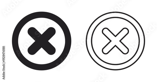 Error cancel cross marks in circle icons for delete or close actions