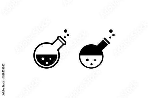 Laboratory Flask Icon Outline and Solid Set