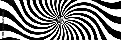 horizontal black and white spiral design for background.