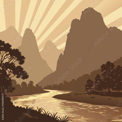 Photos Breathtaking limestone mountains and river landscape in Vang Vien