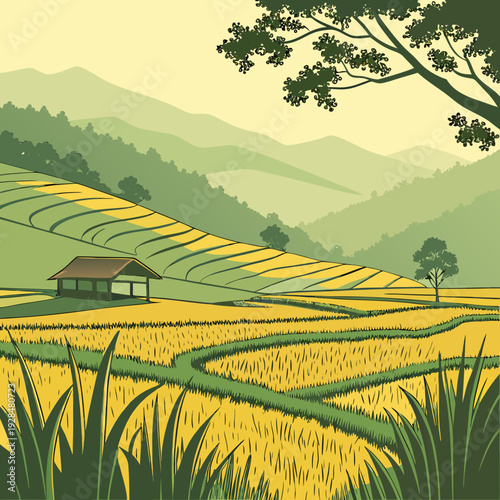 Rural landscape in Xiangkhouang Province