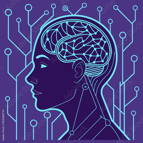 Futuristic Artificial Intelligence Neural Network Background.