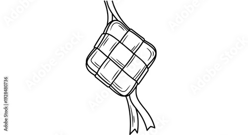 Hand drawn kite with tail and string.