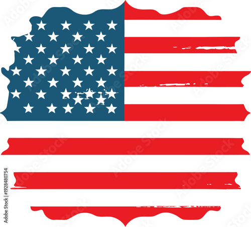 Vintage Distressed American Flag Vector with Grunge Texture