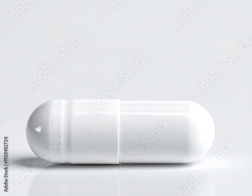White Capsule Pill - Close-up of Medication for Health and Wellness.