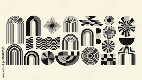 Intricate collection of historical architectural and decorative motifs in monochrome Vector