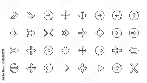 Collection of various directional and functional symbols with arrows and signs Vector
