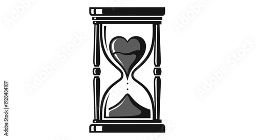Black and White Hourglass with Heart.