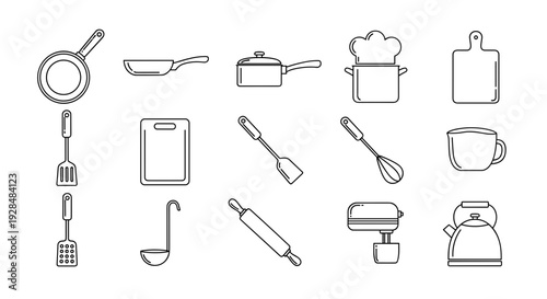 Collection of Kitchen Utensils and Appliances.
