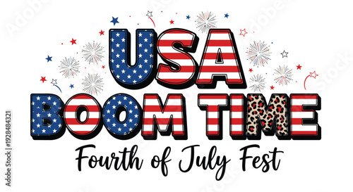 USA Boom Time Fourth of July Fest typography