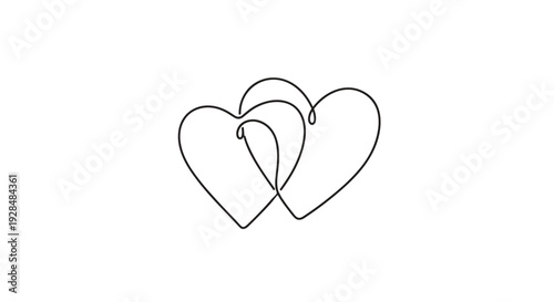 Simple Line Drawing of Interconnected Hearts.