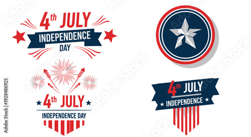 4th of July patriotic icon set