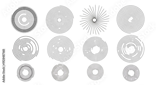 Concentric Circles and Spiral Patterns Vector Graphics Collection