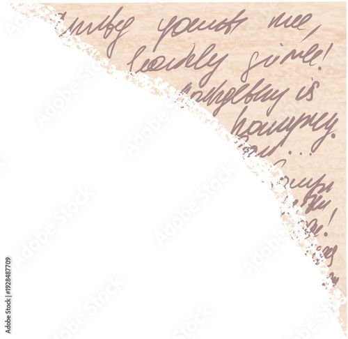 Rip paper corner frame with unreadable text