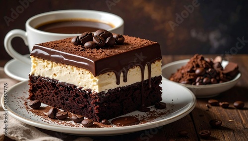 Delicious Chocolate Cake with Coffee - A Sweet Indulgence.
