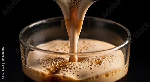 A macro shot of coffee pouring into glass