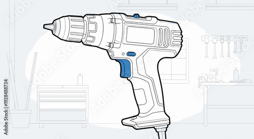 Cordless Electric Drill with Blue Trigger.