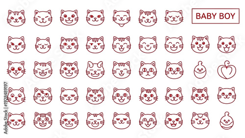 Assorted colorful emoji icons representing various emotions, objects, and activities Vector