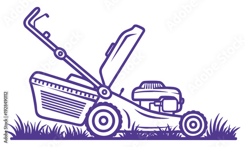 Simple line drawing of a lawn mower
