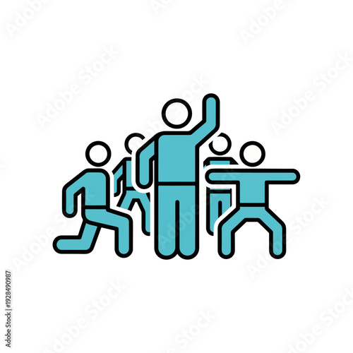 Group of people participating in a fitness class with enthusiasm  