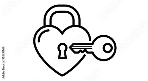 Heart Shaped Padlock with Key.