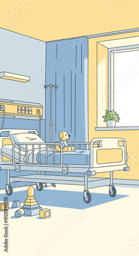 A Comforting Hospital Room Depicting A Stuffed Animal Patient And Awaiting Recovery