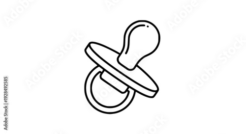 Minimal pacifier line art vector, monoline outline style, black and white icon, editable stroke, isolated on white background, logo ready design