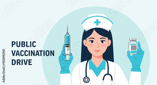A Friendly Nurse Shows Vaccine Materials For A Public Vaccination Drive Initiative
