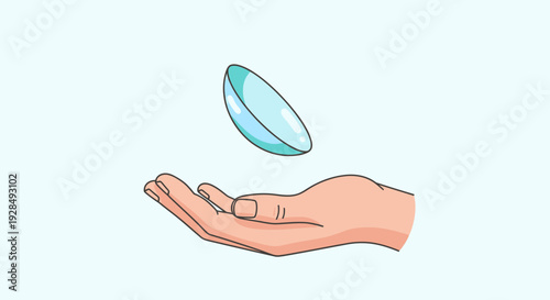 A Hand Displaying a Contact Lens Against a Light Blue Background Offering Vision