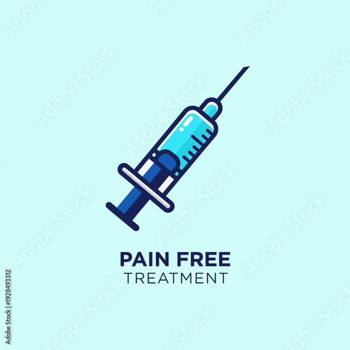 A Modern Syringe Illustration Depicting Pain-Free Treatment and Medical Procedures