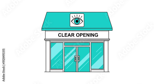 A Modern Storefront Illustration Highlighting a Clear Vision and Inviting Entrance