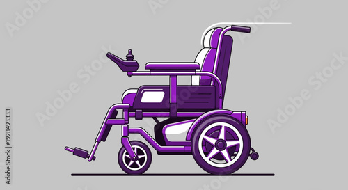 A Modern Wheelchair Depicted in Purple, Designed for Mobility and Independence