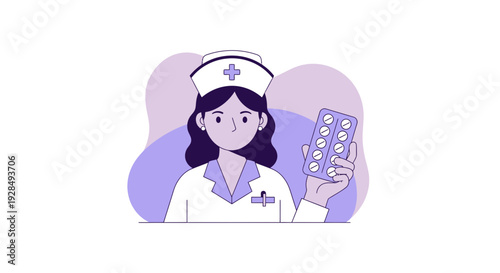 A Nurse Holding Pills, Medical Assistance And Healthcare Provider Concepts Depicted