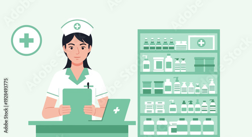 A Nurse Standing In Front Of Medical Supplies and Equipment For Hospital Treatment