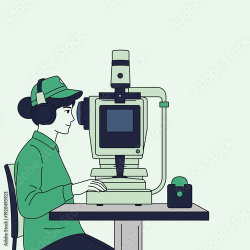 A Person Examining Eyesight Using Advanced Ophthalmic Equipment for Accurate Vision Analysis