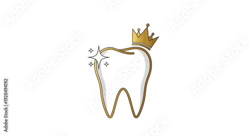 A Royal And Sparkling Tooth With A Golden Crown, Dentistry Concept Image Design
