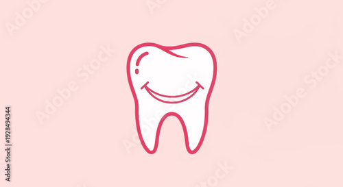 A Smiling Tooth Icon Depicting Dental Health and Well-being On a Pink Background