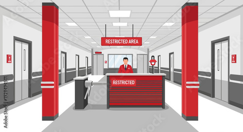 A Sterile And Modern Corridor With Access Restrictions And Security Measures Implemented