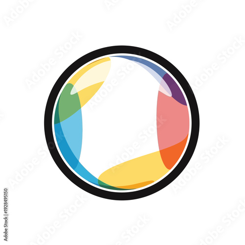 Free Download Abstract Colorful Logo Design with Dynamic Geometric Shapes Inside a Black Circular Frame - GFXLoad