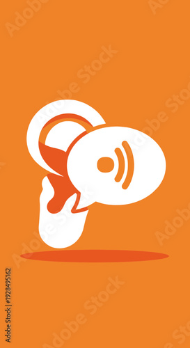 Abstract Communication Icon Depicting Voice Messaging and Podcast Episode on Orange Background