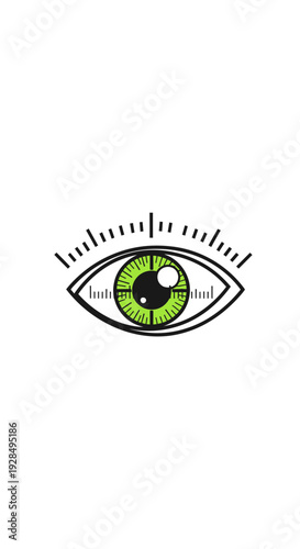 Abstract Conceptual Illustration Of A Focused, Precise, And Observant Green Eye Target