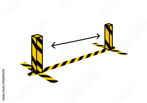 Abstract Concept of Caution with Hazard Stripe Markers, Distance Indication