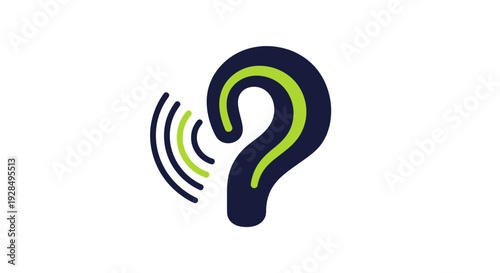 Abstract Ear Design Representing Sound and Listening on a White Background