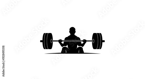 Silhouette of Person Lifting Heavy Barbell for Strength Training