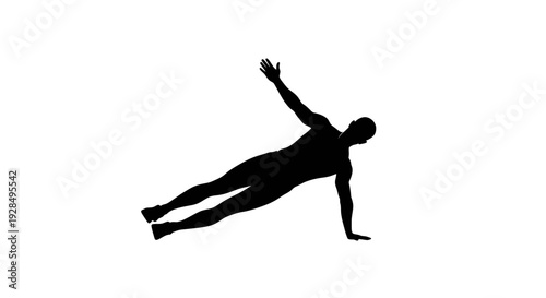 Silhouette of a Person Performing a Side Plank Yoga Pose