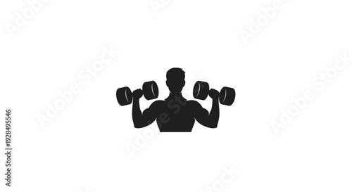 Silhouette of a Man Lifting Dumbbells for Fitness
